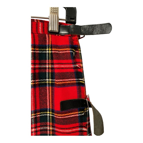 Wool Scotland Red Tartan Plaid pleated Skirt / Small/ Adjustable - Picture 7 of 8